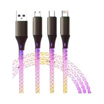 Cabo De Carregamento Rápido 66W 3 Em 1 6A Tipo C Micro USB Linha RGB Brilhante Para iPhone Samsung Cabo De Carregamento Rápido 66W 3 Em 1 6A Tipo C Micro USB Linha RGB Brilhante Para iPhone Samsung
