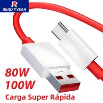 Cabo De Carregamento Rápido 80W 100W Tipo C USB SUPERVOOC 20 Para OnePlus 9R 10 pro 11 12 13 Nord 2T