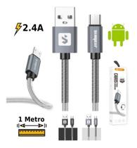 Cabo De Carregamento Rápido E Dados Micro Usb V8 De Metal 1m