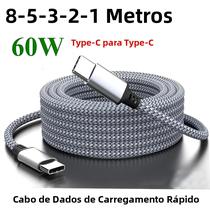 Cabo De Carregamento Rápido Tipo C Para Tipo C 60W 1M 2M 3M 5M 8M Cordão De Dados Trançado Em Nylon