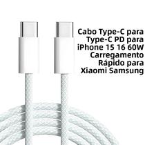 Cabo De Carregamento Rápido Tipo-C Para Tipo-C De 60W Para iPhone 15 16 pro Max Xiaomi Samsung