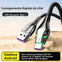 Cabo De Carregamento Rápido Tipo-C USB C 65W 5A Preto Mamba Trançado Para Samsung Galaxy S24 Oneplus Cabo De Carregamento Rápido Tipo-C USB C 65W 5A Preto Mamba Trançado Para Samsung Galaxy S24 Oneplus