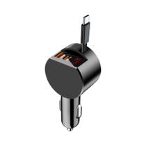 Cabo De Carregamento Retrátil Para Carro Com Duas Portas E Adaptador Multifuncional Para Acendedor Cabo De Carregamento Retrátil Para Carro Com Duas Portas E Adaptador Multifuncional Para Acendedor