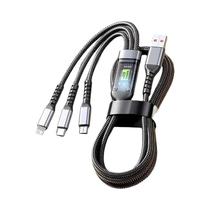 Cabo De Carregamento Super Rápido 100W 3 Em 1 Com Lâmpada Piloto Transparente Para Samsung Huawei