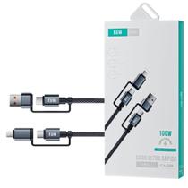 Cabo De Carregamento Transferência De Dados FAM FCA-2205 USB C USB A Lightning E 4 Em 1 1.2M Preto