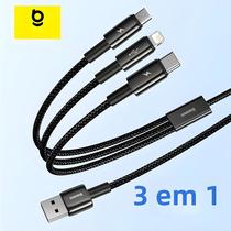 Cabo De Carregamento Universal 3 Em 1 USB Tipo C Trançado Em Nylon Para iPhone 14 Xiaomi Huawei Mate