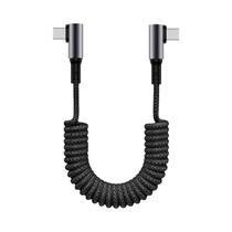 Cabo De Carregamento USB a Para USB C Em Espiral De 90 Graus Para iPhone 17 Samsung S23 Android Auto