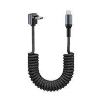 Cabo De Carregamento USB a Para USB C Em Espiral De 90 Graus Para iPhone 17 Samsung S23 Android Auto