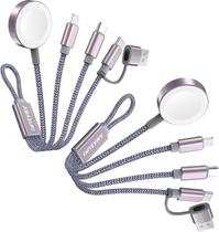 Cabo de carregamento USB C 3 em 2 para Apple Watch e iPhone, pacote com 2