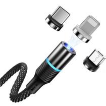 Cabo de Celular Carregador Magnético Usb 3 Em 1 Tipo C/ Led