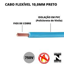 Cabo De Cobre Antichamas 10,0mm 60 Metros 750v Fio Azul