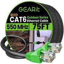 Cabo de conexão Ethernet GearIt RJ45 Cat-6 22,8 m preto externo