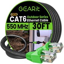 Cabo de conexão Ethernet GearIt RJ45 Cat-6 9,1 m preto externo