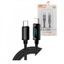 -- Cabo de Dados 100W TIPO-C / TIPO-C Indicador Digital Linha Premium Eletromex EL-3115-CC