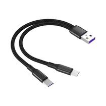 Cabo De Dados 2 Em 1 Tipo C Micro De Carregamento Rápido 1.2m 5A Y Splitter Para Samsung Huawei