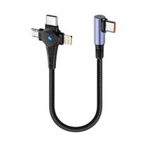 Cabo De Dados 3 Em 1 PD66W USB a Para Tipo C Com Carregamento Rápido 3A, Cabo Curto De 90 Graus Para