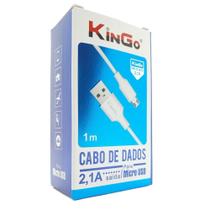 Cabo de Dados Carregador Micro-Usb V8 Kingo 1 metro 2.1A - Branco
