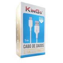 Cabo de Dados Carregador USB Tipo C Kingo 1 metro 2.1A - Branco Cabo de Dados Carregador USB Tipo C Kingo 1 metro 2.1A - Branco