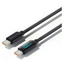 Cabo de Dados Carregamento Turbo 100W, Tipo-C, com Display LED (Preto) para Smartphone e Tablet Cabo de Dados Carregamento Turbo 100W, Tipo-C, com Display LED (Preto) para Smartphone e Tablet