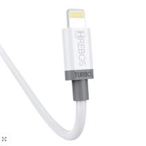 Cabo De Dados e Carregamento 1,20 METROS Compatível Iphone 11 12 13 14 Pro Max USB / Lightning Turbo 4.0 Hrebos HS-70