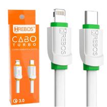 Cabo De Dados e Carregamento 2 METROS SILICONE Compatível Iphone 11 12 13 14 Pro Max USB-C/LIGHTNING TYPE C Turbo 3.0 Hrebos HS-23