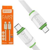 Cabo De Dados e Carregamento 2 METROS SILICONE Iphone 15 / 15 Pro Max USB-C / USB-C TYPE C Turbo 3.0 Hrebos HS-134