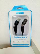 Cabo de dados e carregamento 4 em 1 usb/lightning/tipo-c