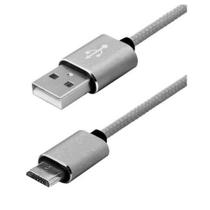 Cabo De Dados Micro Usb Nylon Trançado V8 de 2 Metros - Prata - Xtrad