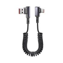 Cabo De Dados Retrátil De Carregamento Rápido 100W Com Dupla Porta USB-C E Mola Flexível Para
