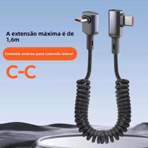 Cabo De Dados Retrátil De Carregamento Rápido 100W Com Dupla Porta USB-C E Mola Flexível Para
