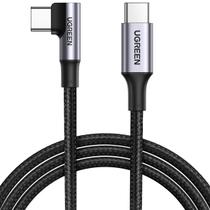 Cabo de dados ugreen usb-c para usb-c nylon trancado 90 graus 1m 5a 100w us334 preto - 70643