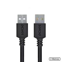 Cabo de Dados USB a 2.0 Macho para USB a 2.0 Macho 28AWG Puro Cobre 2 Metros - PUAM2-2