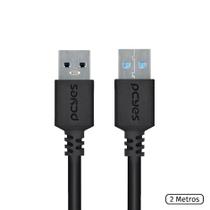 Cabo De Dados Usb A 3.0 Macho Para Usb A 3.0 Macho 28awg Puro Cobre 2 Metros - Puam3-2