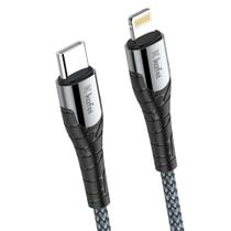 Cabo de dados usb c compativel com lightning nylon trancado 1m cinza kafei kildcbl004