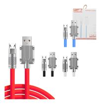 Cabo De Dados V8 De 1 Metro Silicone Acabamento Metal E Led EL-3124-V8 Cabo De Dados V8 De 1 Metro Silicone Acabamento Metal E Led EL-3124-V8