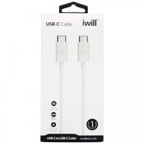 Cabo de Energia e Dados USB Type-C para USB Type-C 1M - Iwill - Branco