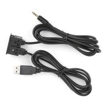 Cabo de entrada de áudio USB, extensão AUX de 3,5 mm com suporte USB embutido Cabo de entrada de áudio USB, extensão AUX de 3,5 mm com suporte USB embutido