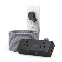 Cabo de extensão BESHON 4 Widan Outlets 3 portas USB de 15 pés preto Cabo de extensão BESHON 4 Widan Outlets 3 portas USB de 15 pés preto