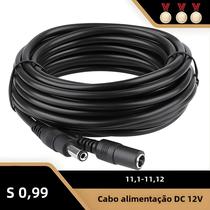 Cabo de Extensão DC 12V - 5m/10m - Conector 2.1x5.5mm - Preto