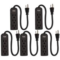 Cabo de extensão de alimentação Power Strip KMC de 3 tomadas, pacote com 5, 30 cm Cabo de extensão de alimentação Power Strip KMC de 3 tomadas, pacote com 5, 30 cm