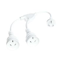 Cabo De Extensão De Energia Preto Com Plugue De 3 Pinos E 2 Tomadas AC, Soquete Elétrico Duplo Para