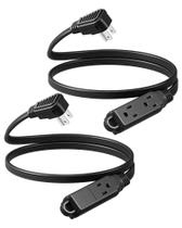 Cabo de extensão DEWENWILS 3 Outlet 3FT 16/3 AWG Indoor Black 2PK