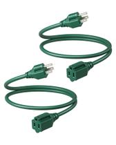 Cabo de extensão DEWENWILS 3 pés 16/3 AWG SJTW 13A 125V verde, pacote com 2