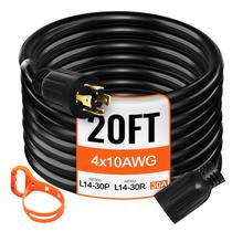 Cabo de extensão do gerador VEVOR 20 pés 30A 7500W calibre 10 4 pinos