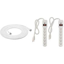 Cabo de extensão e protetor contra sobretensão Power Strip, pacote com 2