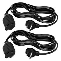 Cabo de extensão Elecan Flat Plug 1,8 m, pacote com 2, calibre 16, 13A/125V