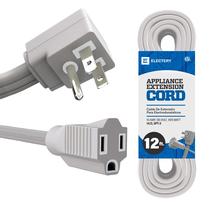 Cabo de extensão ELECTERY Heavy Duty 14 AWG 3 pinos 12 pés cinza