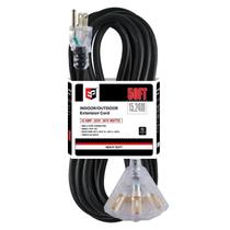 Cabo de extensão EP 15m com 3 tomadas 12/3 SJTW 15A 125V listado pela UL
