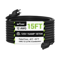 Cabo de extensão externo BN-LINK 15 pés 15A 1875W 12/3 SJTW preto