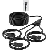 Cabo de extensão externo PLUGTUL 42 pés 1 a 3 Splitter 16/3 preto